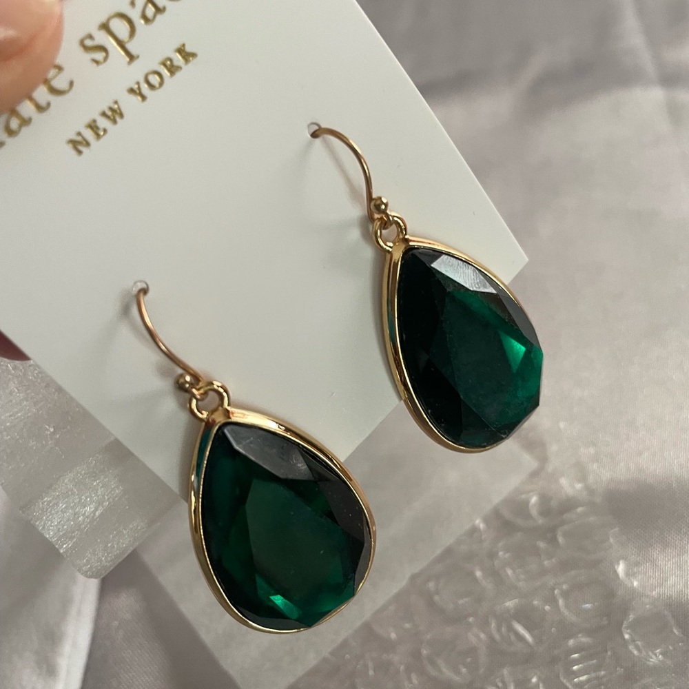 Kate Spade green and Gold Drop Earrings